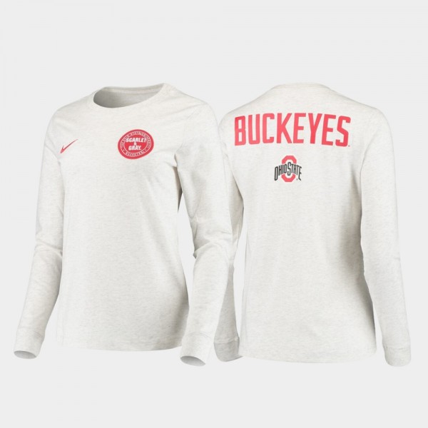 Ohio State Buckeyes Men's Long Sleeve Statement White Rivalry College Football T-Shirt 2404MBTE1